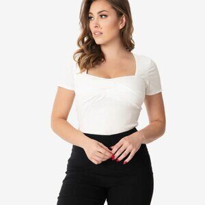 Unique Vintage White Sweetheart Ruthie Blouse